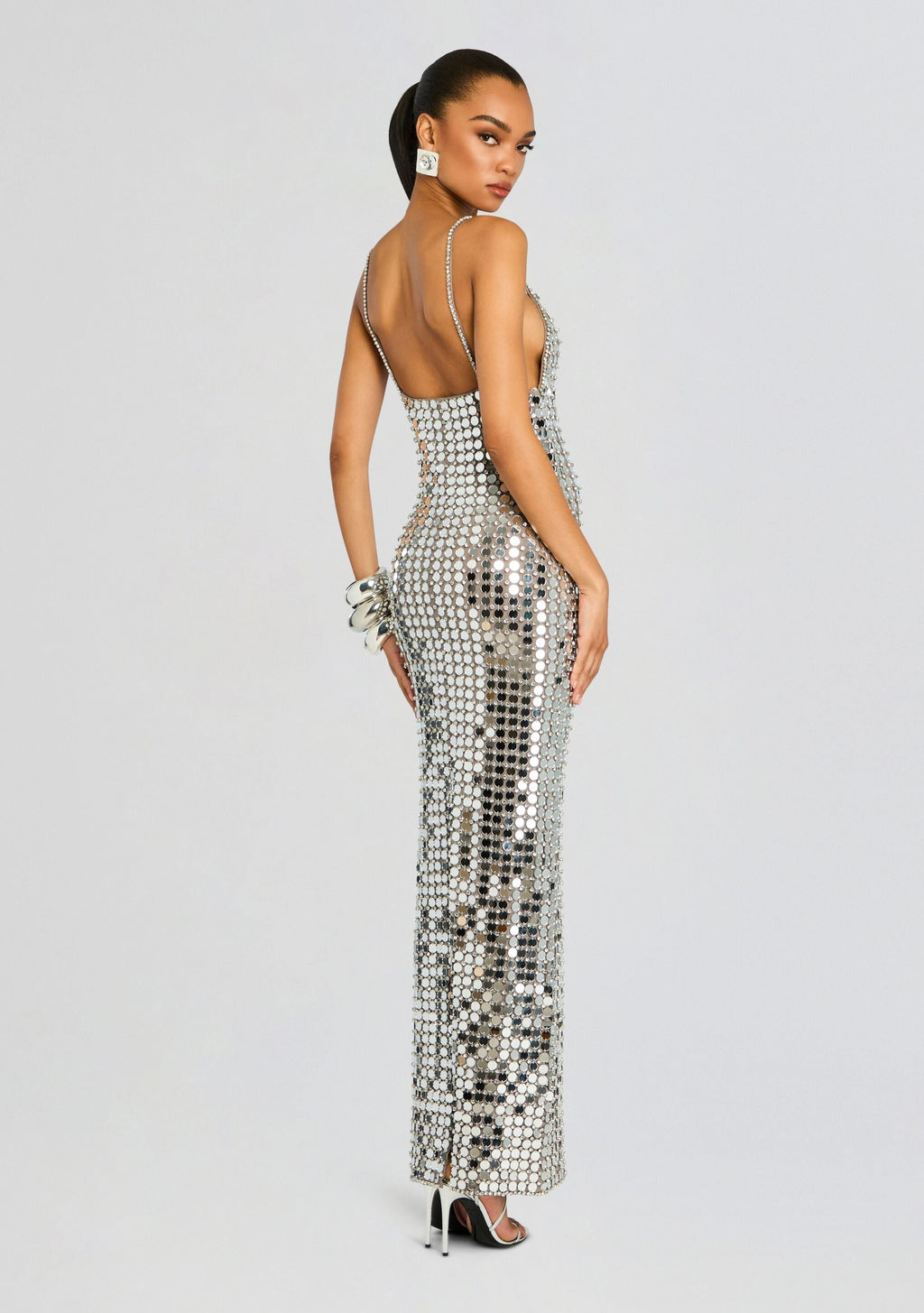 Perri Embellished Dress by retrofête in Silver, product image 4