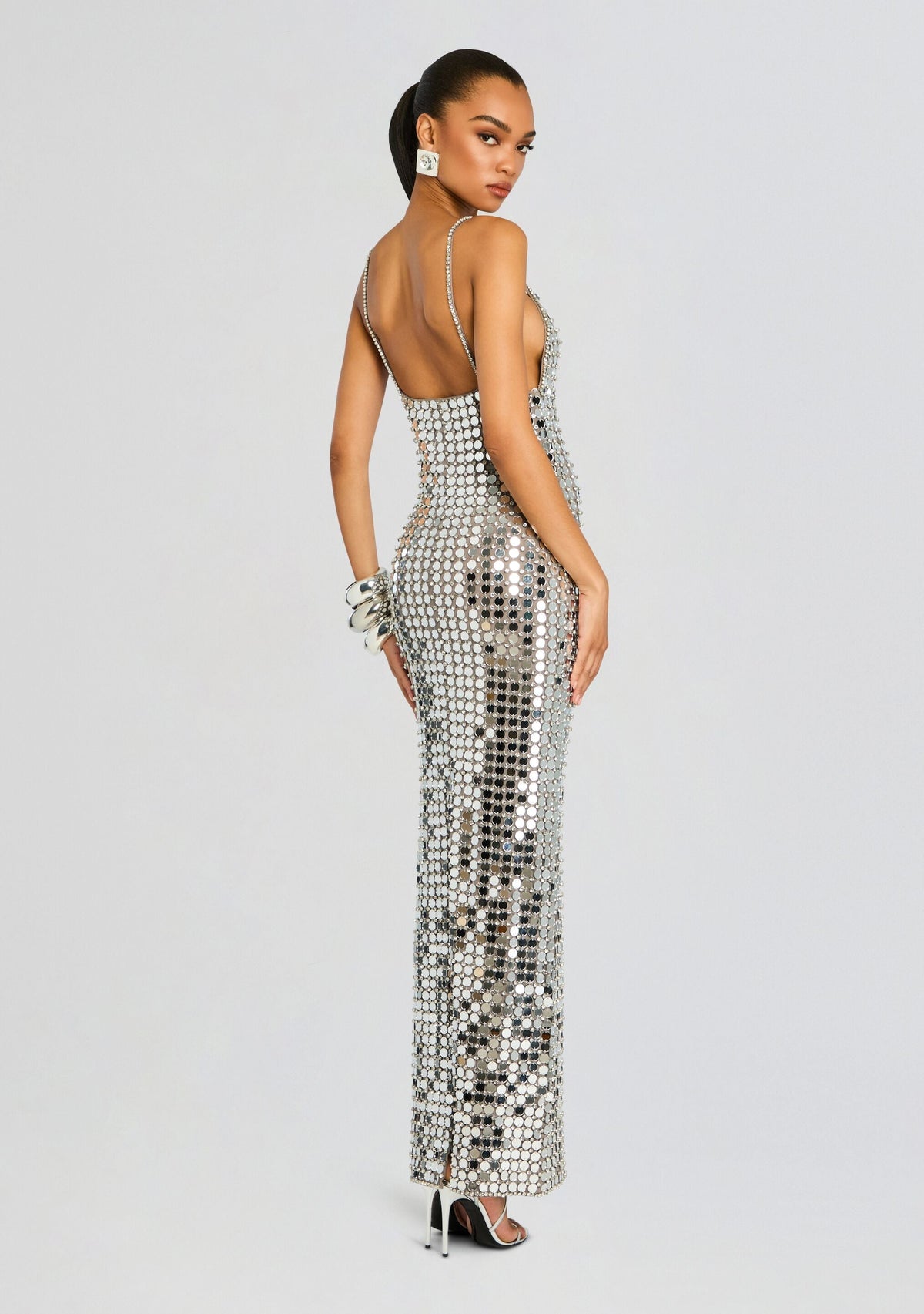 Perri Embellished Dress by retrofête in Silver, product image 4