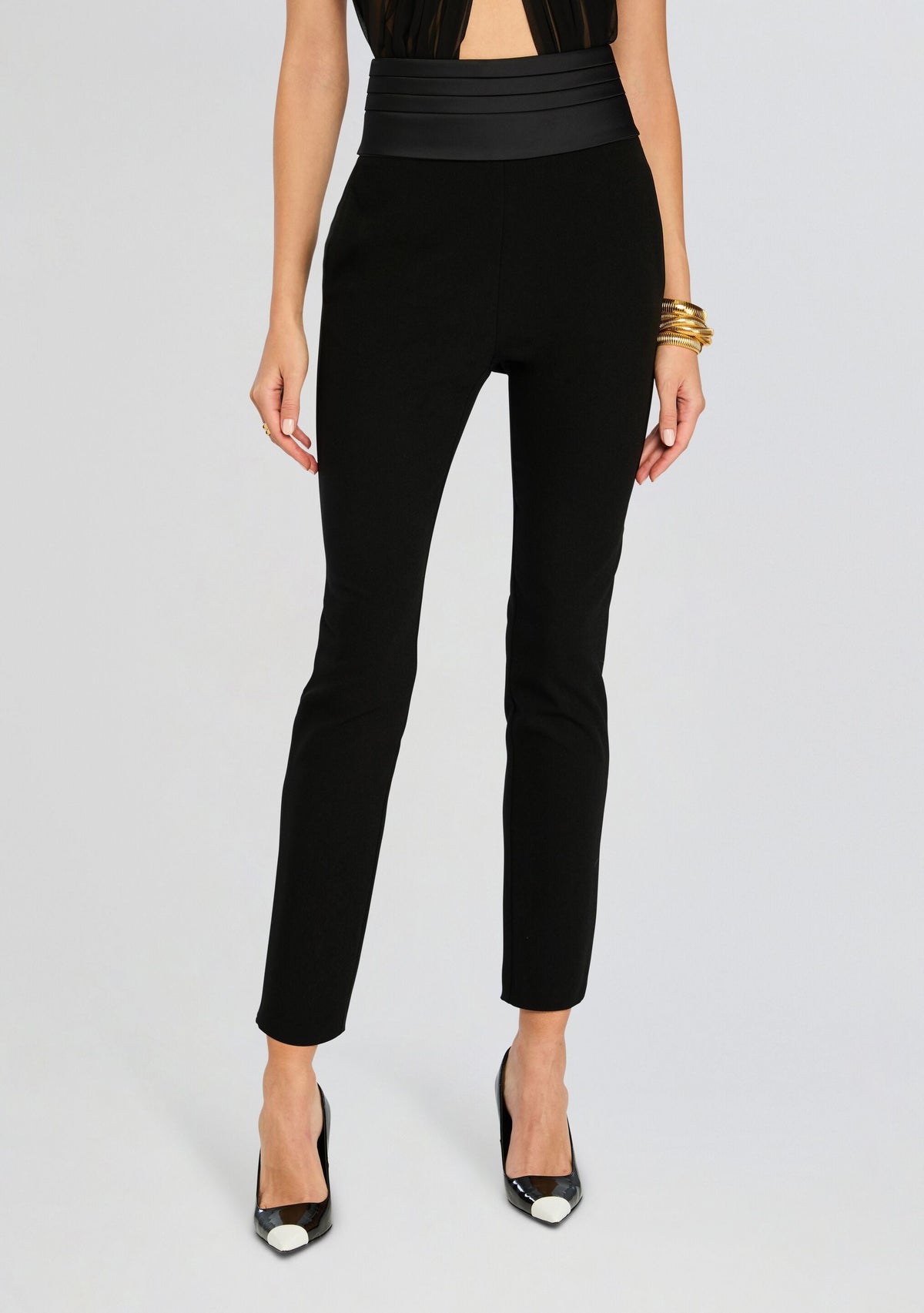 Tuxedo Cigarette Pants by Sans Faff in Black, product image 1