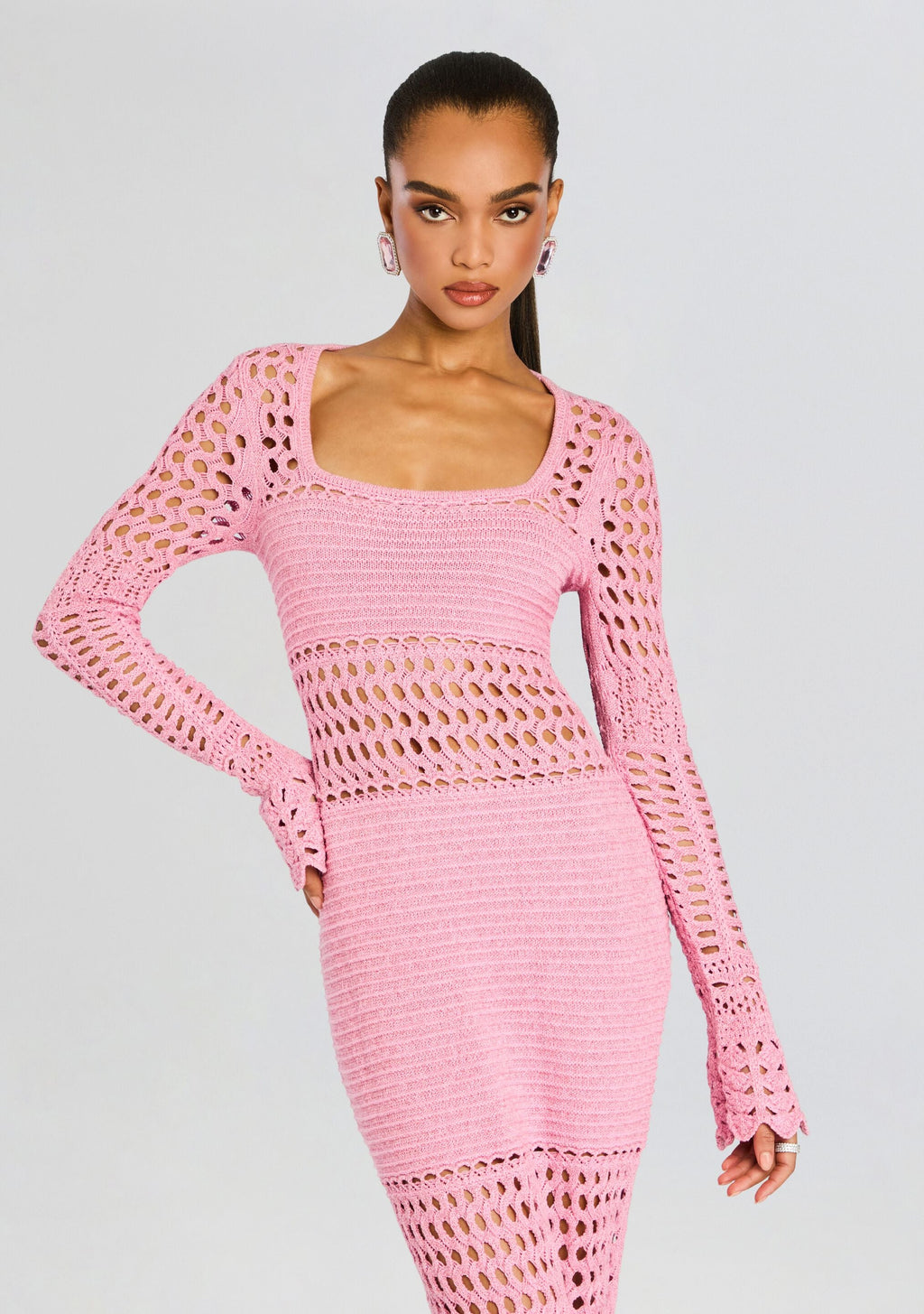 Airie Metallic Crochet Dress by retrofête in Metallic Peony, product image 5