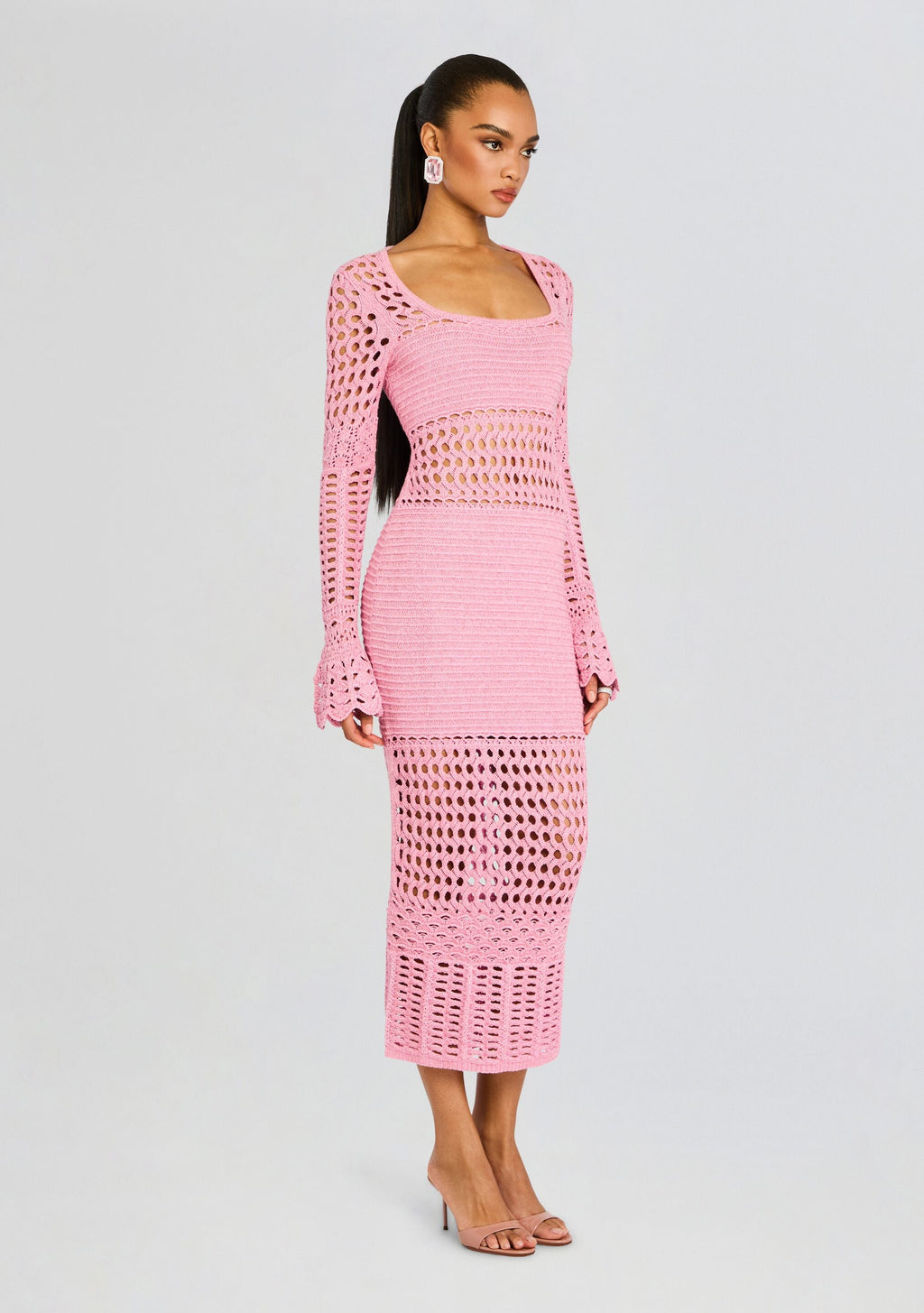 Airie Metallic Crochet Dress by retrofête in Metallic Peony, product image 3