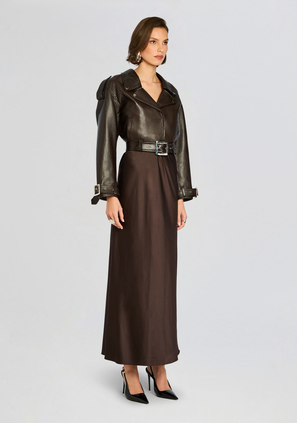 Einsley Leather Jacket by retrofête in Dark Brown, product image 3