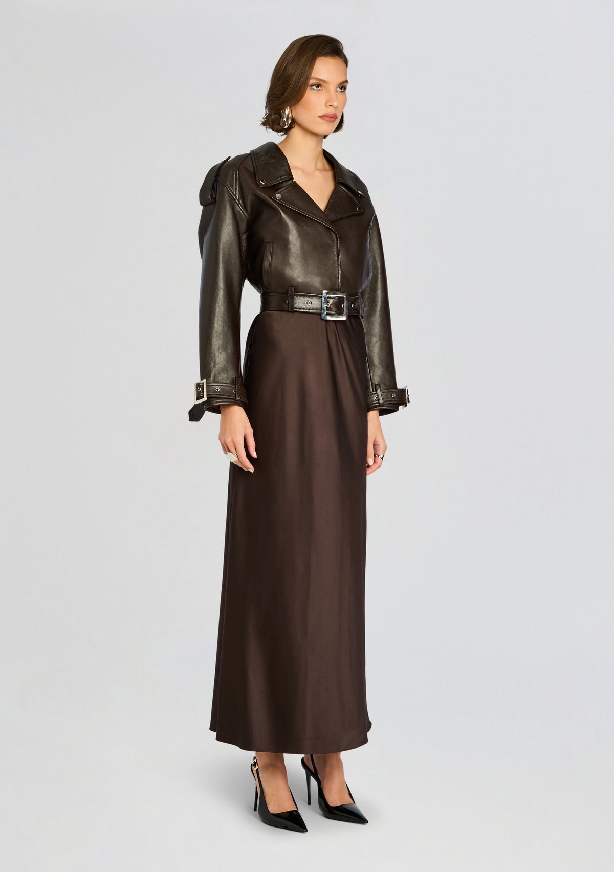 Einsley Leather Jacket by retrofête in Dark Brown, product image 3