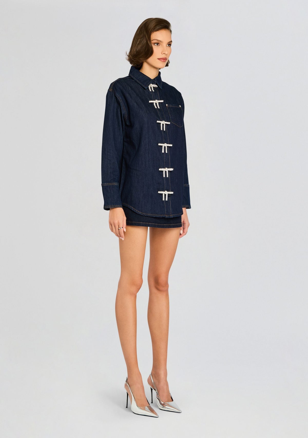 Hessa Denim Shirt by retrofête in Rinse, product image 4