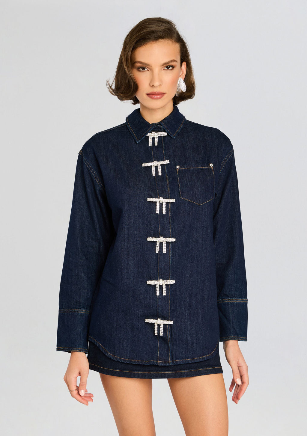 Hessa Denim Shirt by retrofête in Rinse, product image 1