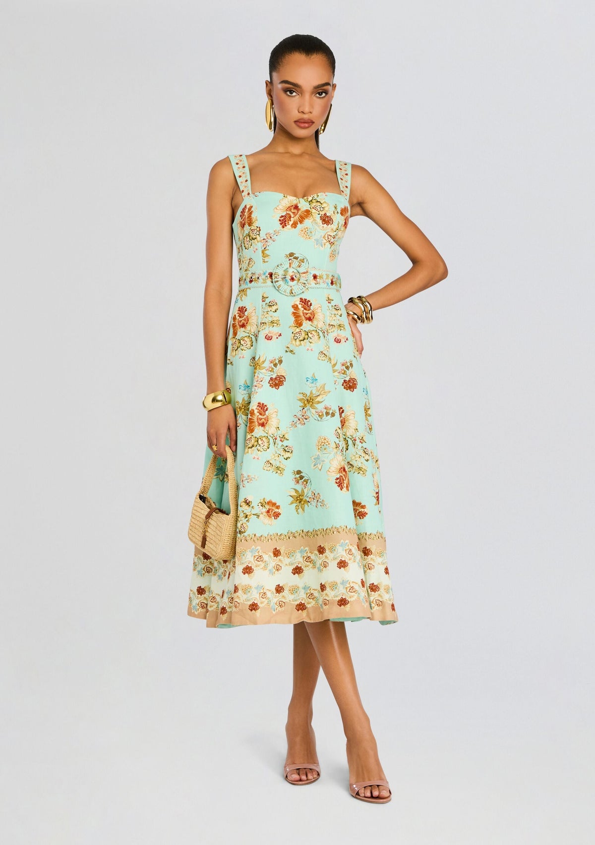 Rohi Long Dress by Hemant & Nandita in Turquoise Mix, product image 5