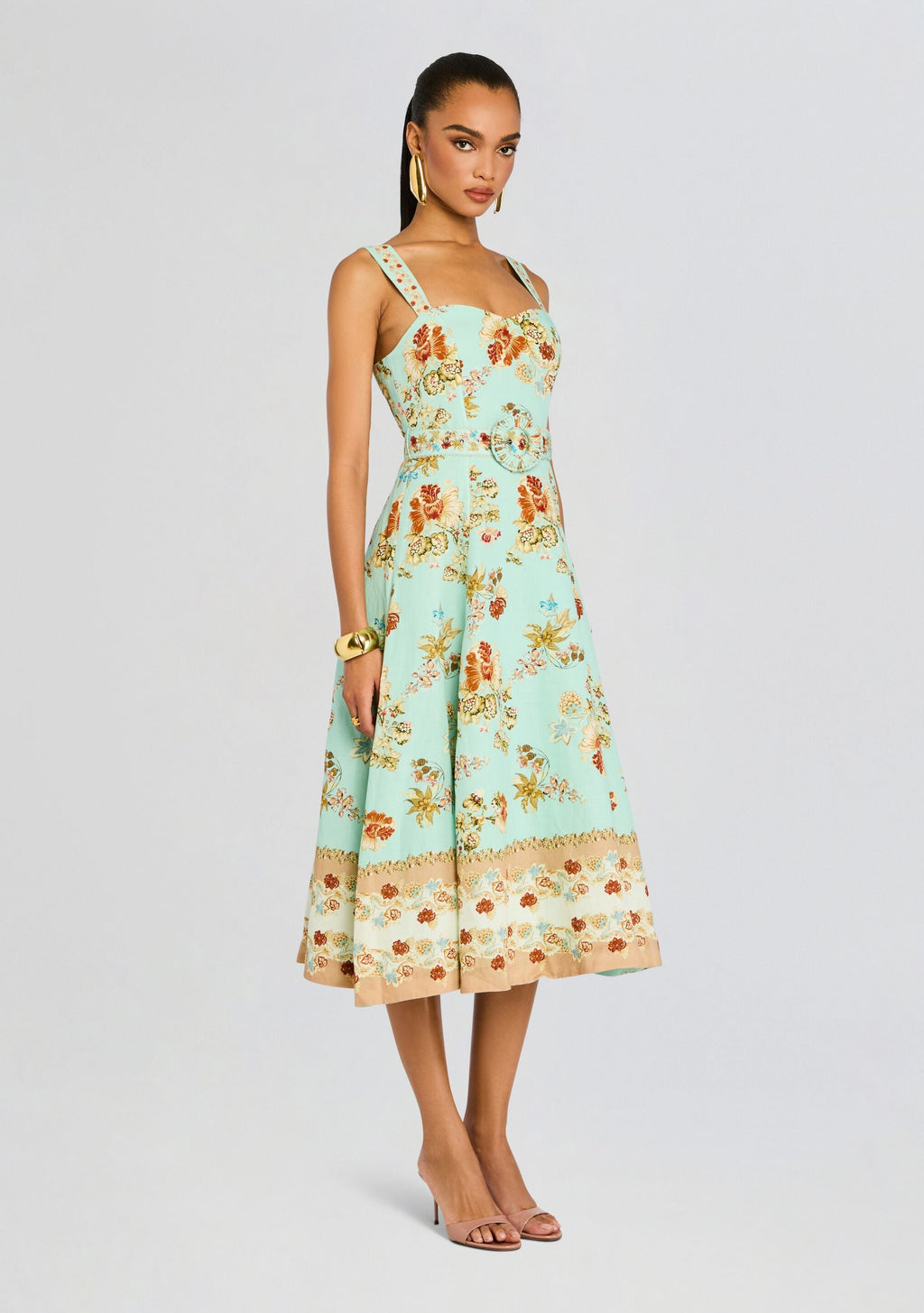 Rohi Long Dress by Hemant & Nandita in Turquoise Mix, product image 3