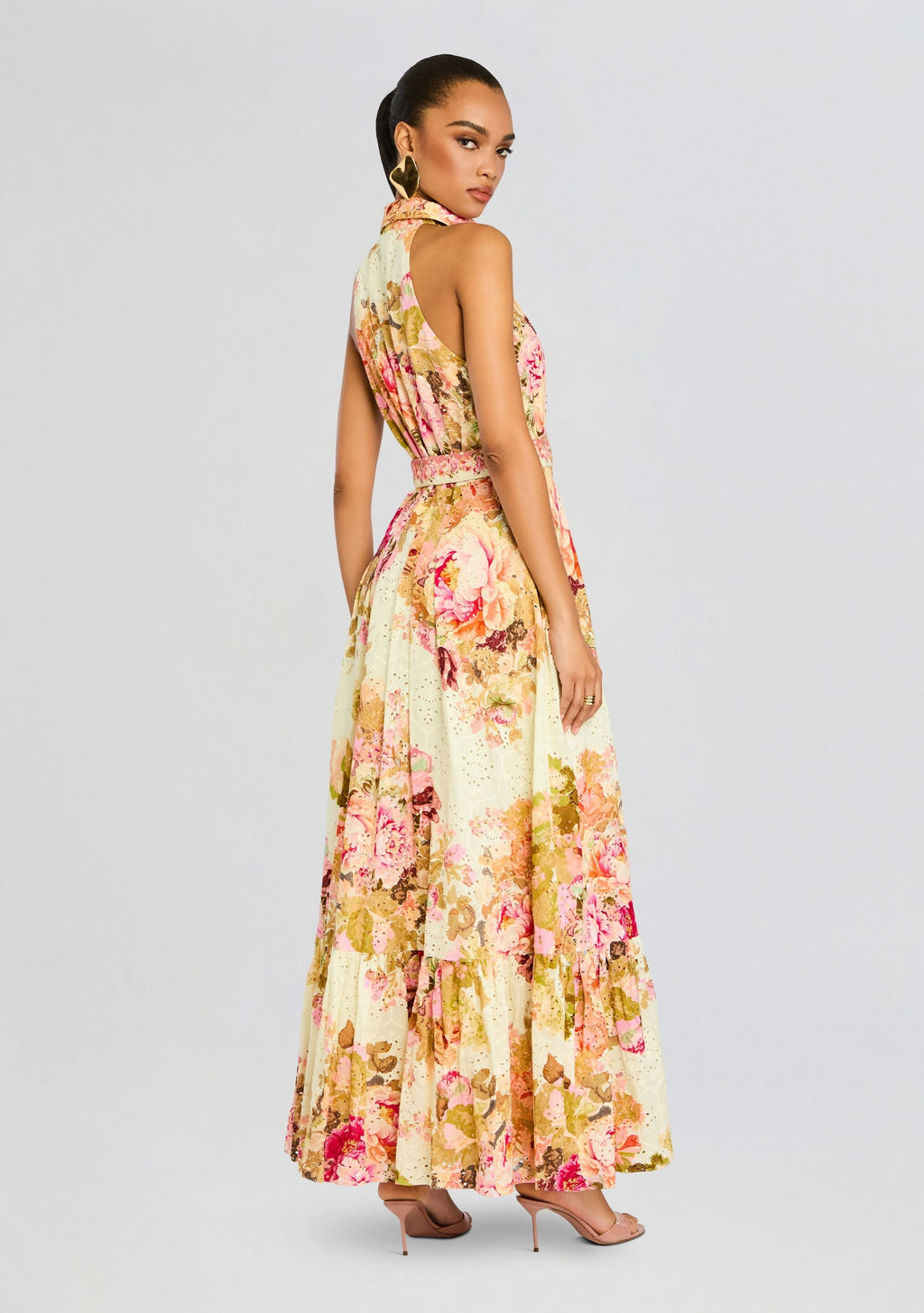 Sama Long Shirt Dress by Hemant & Nandita in Ivory Mix, product image 4