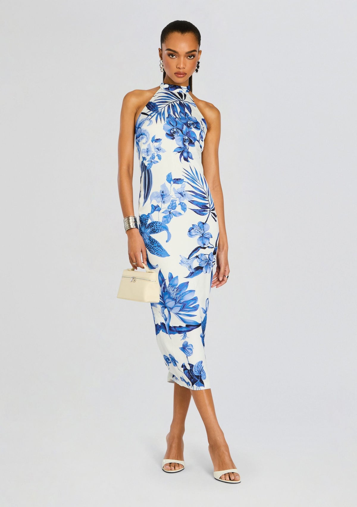 Gabi Midi Dress by Rococo Sand in White Blue, product image 5