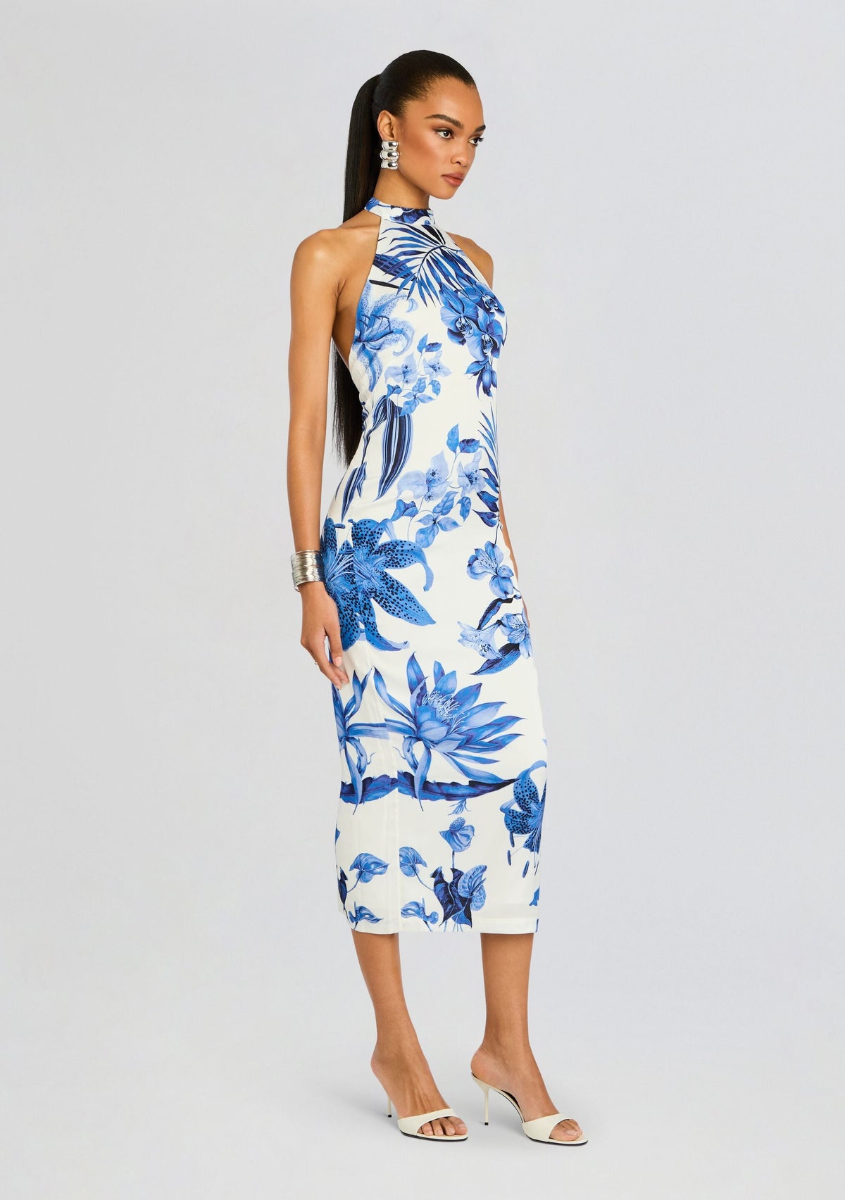 Gabi Midi Dress by Rococo Sand in White Blue, product image 3