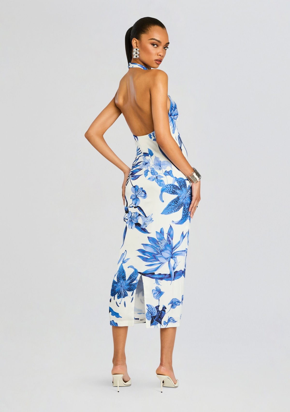 Gabi Midi Dress by Rococo Sand in White Blue, product image 4