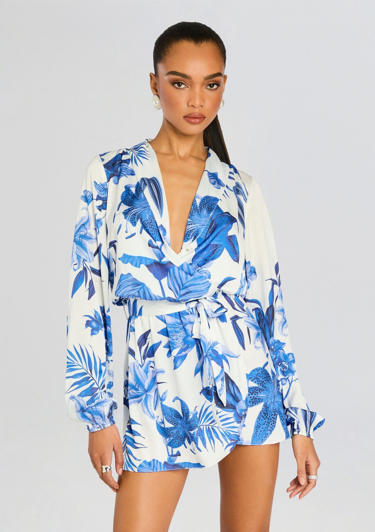 Gabi Mini Dress by Rococo Sand in White Blue, product image 5