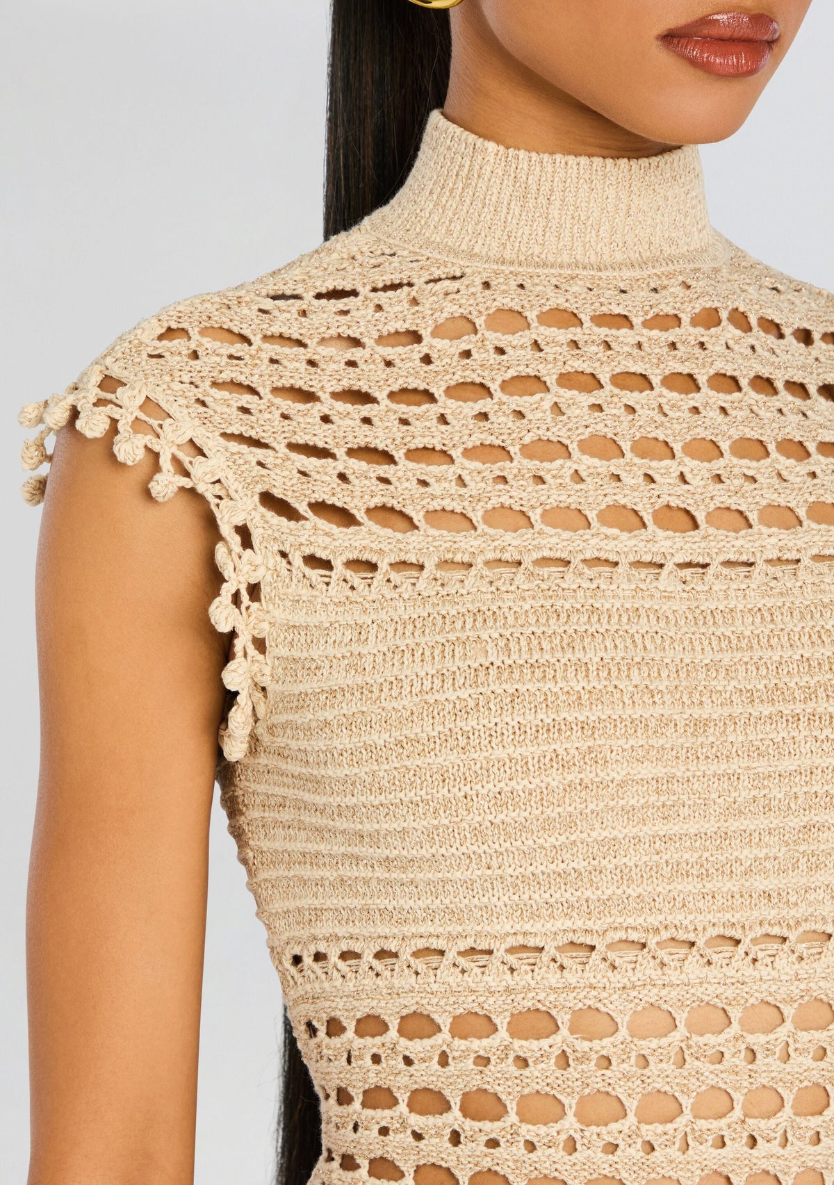 Mia Dress by retrofête in Gold/Cream, product image 2