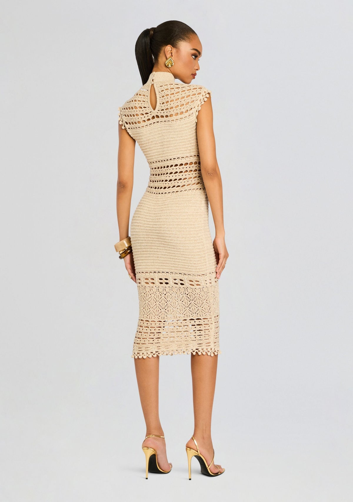 Mia Dress by retrofête in Gold/Cream, product image 4