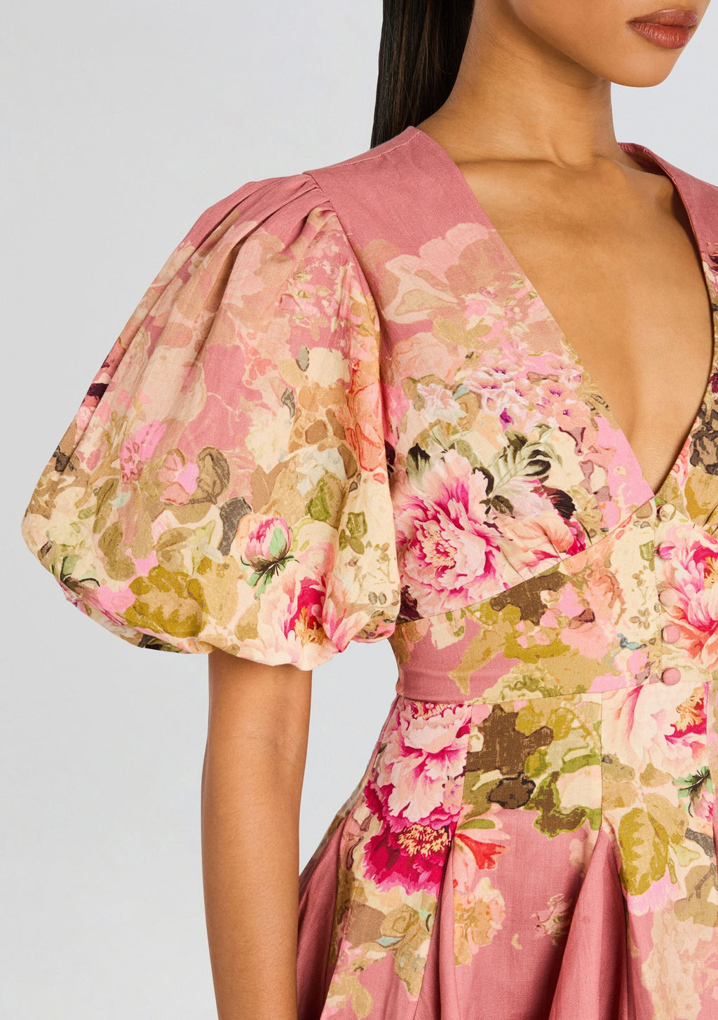 Sama Short Dress by Hemant & Nandita in Peach Floral, product image 2