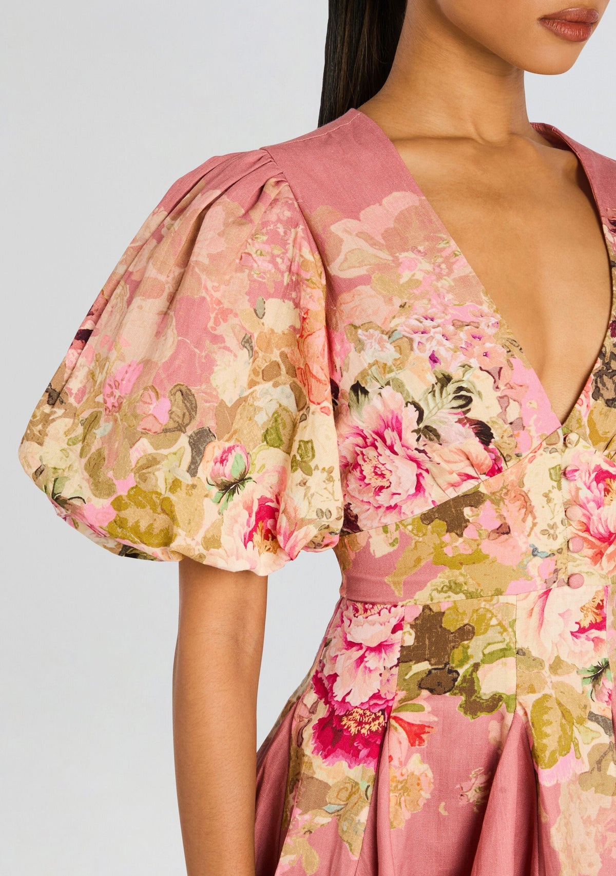 Sama Short Dress by Hemant & Nandita in Peach Floral, product image 2