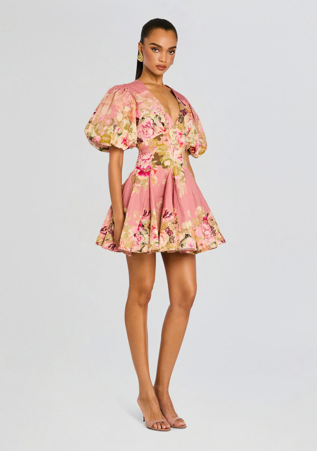 Sama Short Dress by Hemant & Nandita in Peach Floral, product image 3
