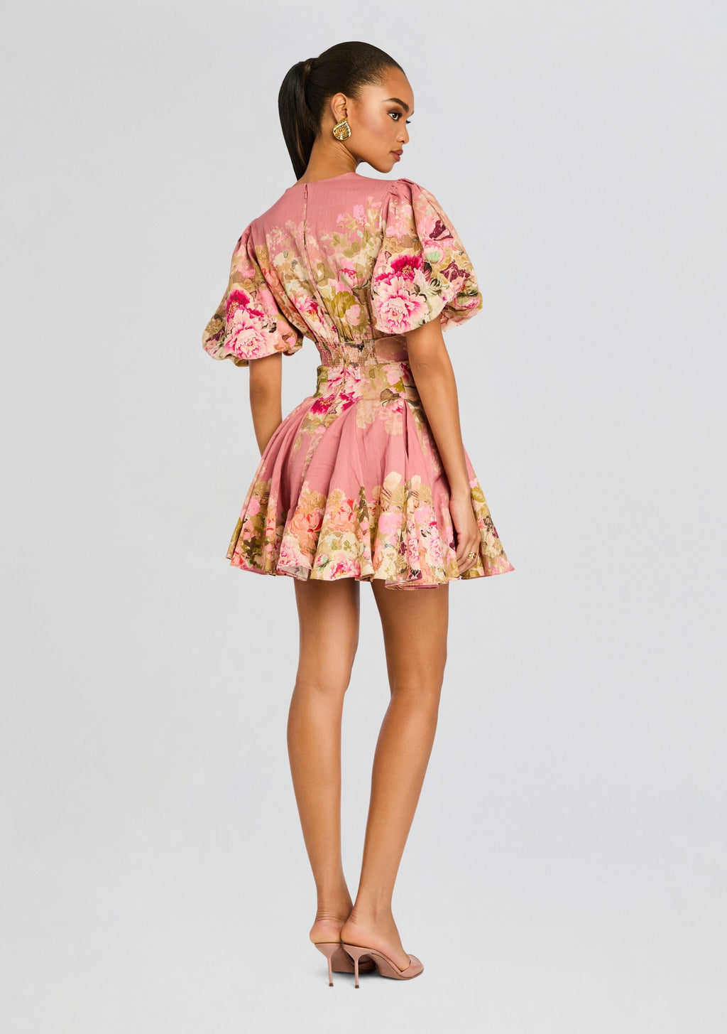Sama Short Dress by Hemant & Nandita in Peach Floral, product image 4