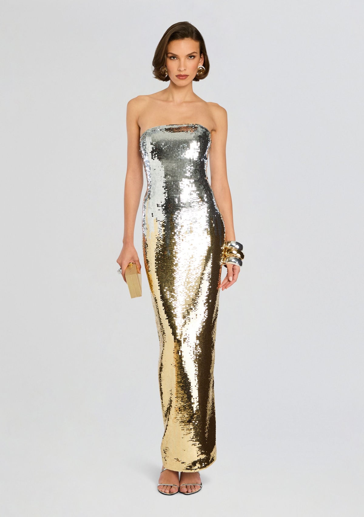 Sheeba Sequin Dress by retrofête in Silver/Gold, product image 1
