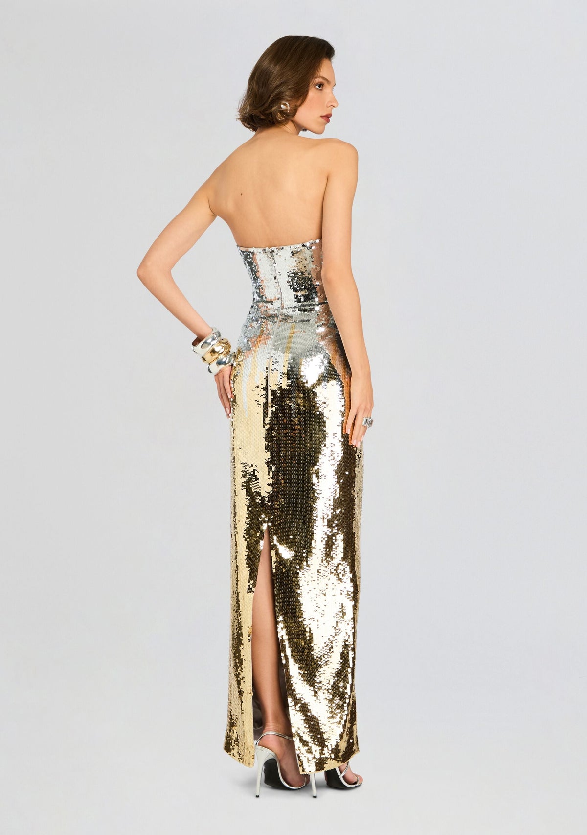 Sheeba Sequin Dress by retrofête in Silver/Gold, product image 4