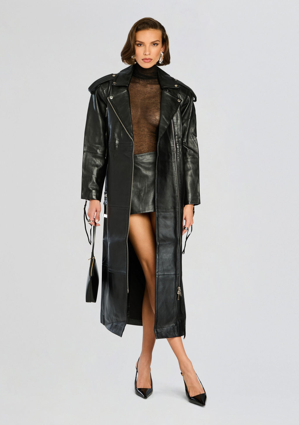 Knightley Leather Trench Coat by retrofête in Black, product image 1