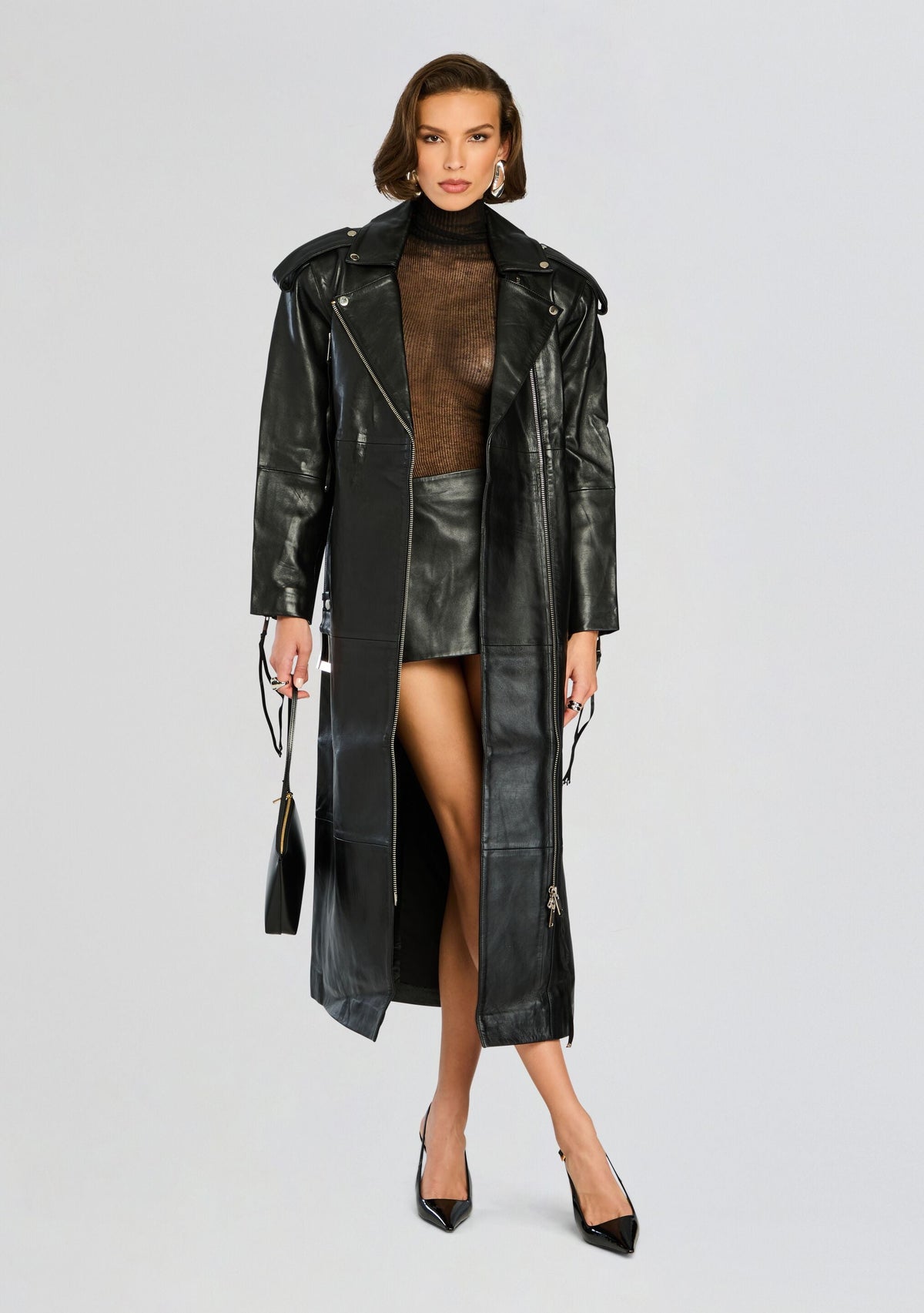 Knightley Leather Trench Coat by retrofête in Black, product image 1
