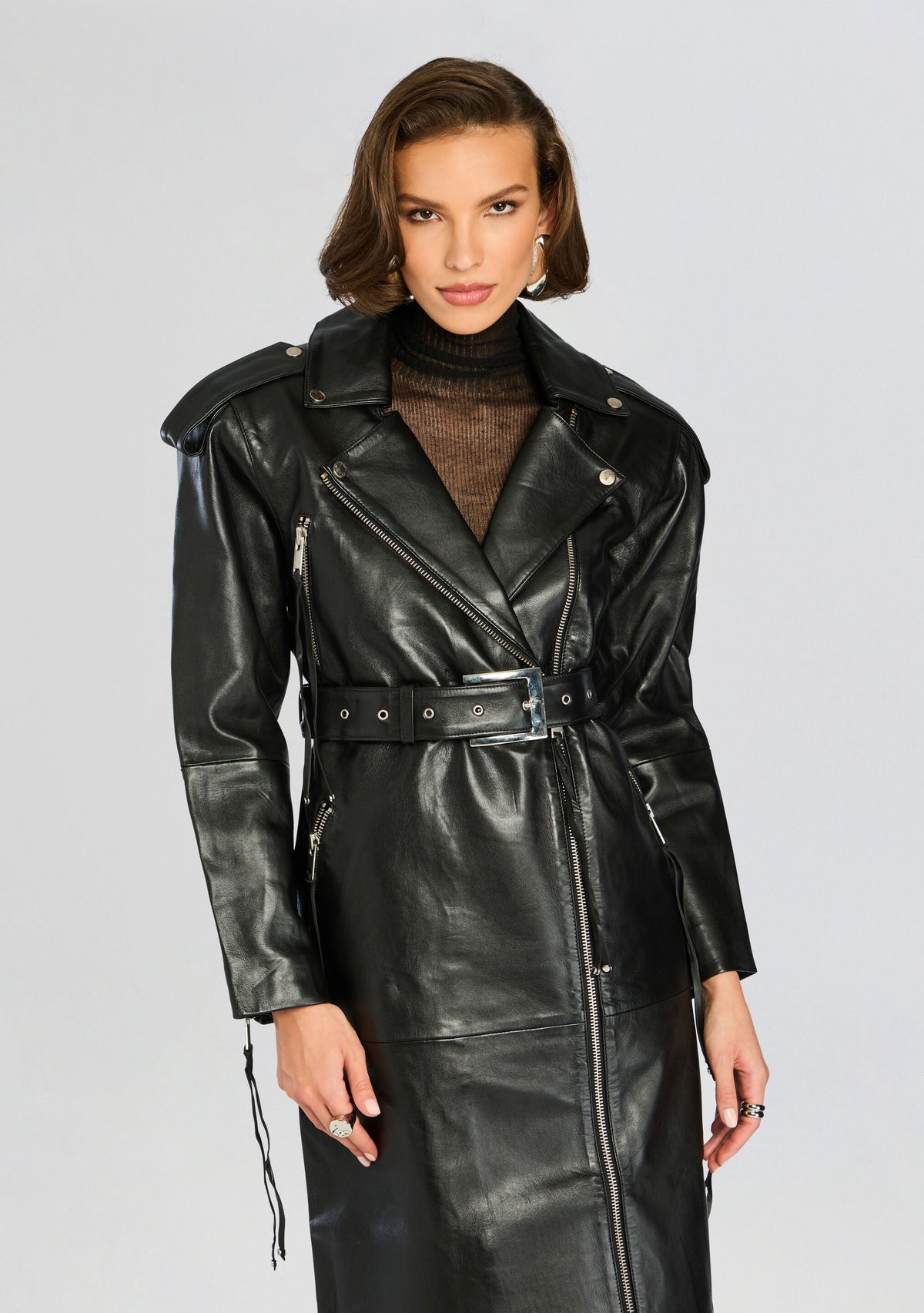 Knightley Leather Trench Coat by retrofête in Black, product image 2