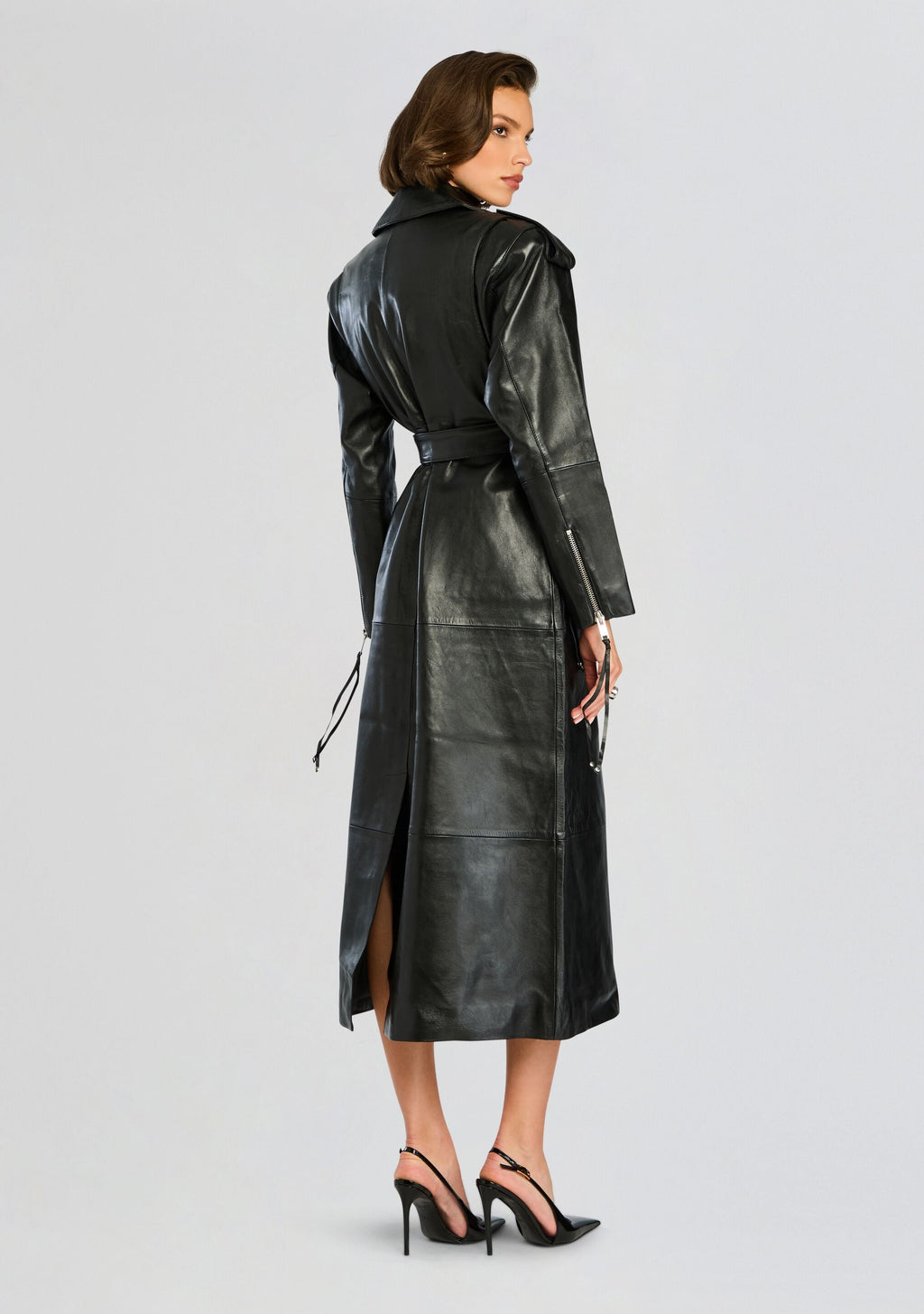 Knightley Leather Trench Coat by retrofête in Black, product image 4