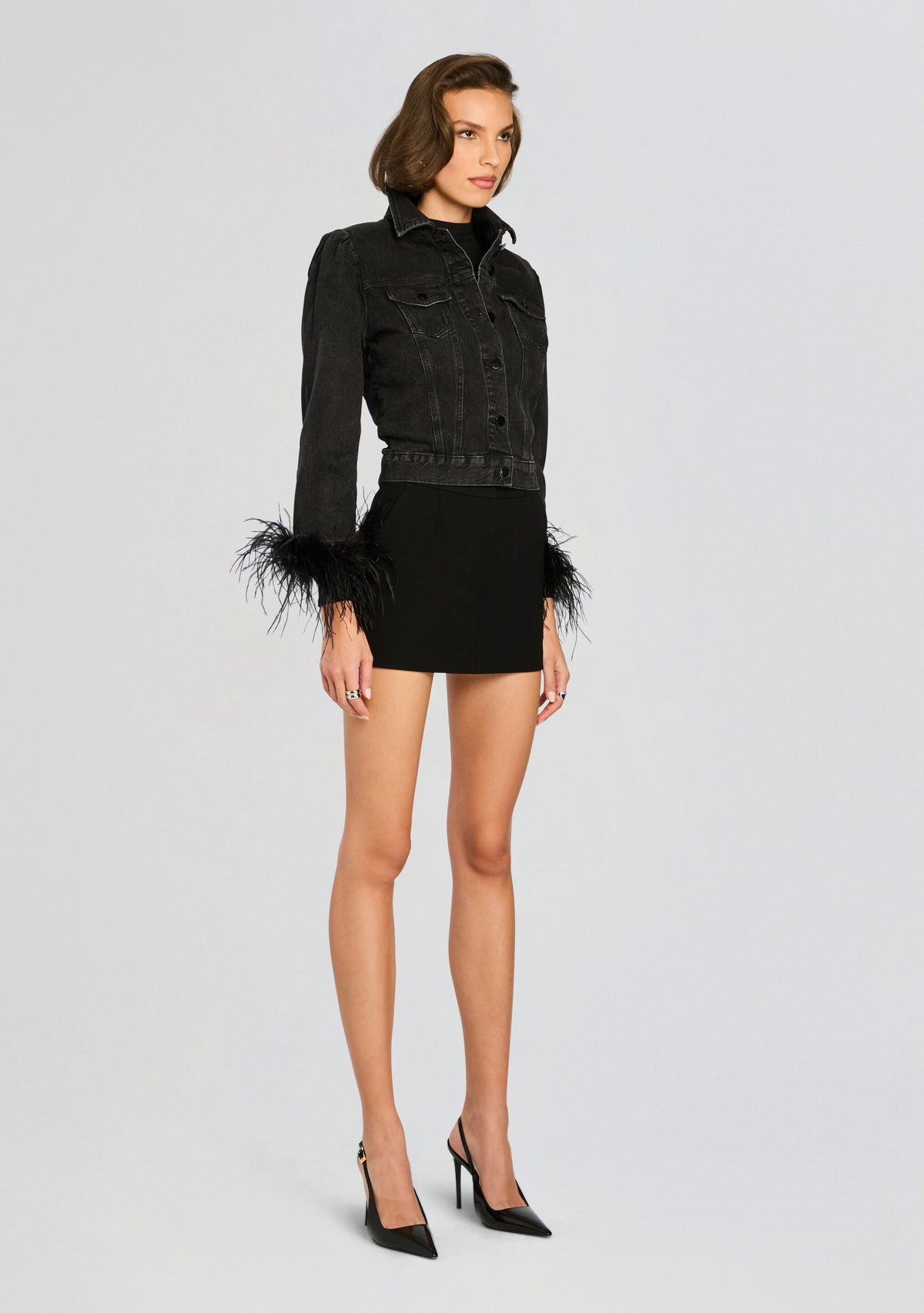 Libby Denim Jacket by retrofête in Black Feather, product image 3