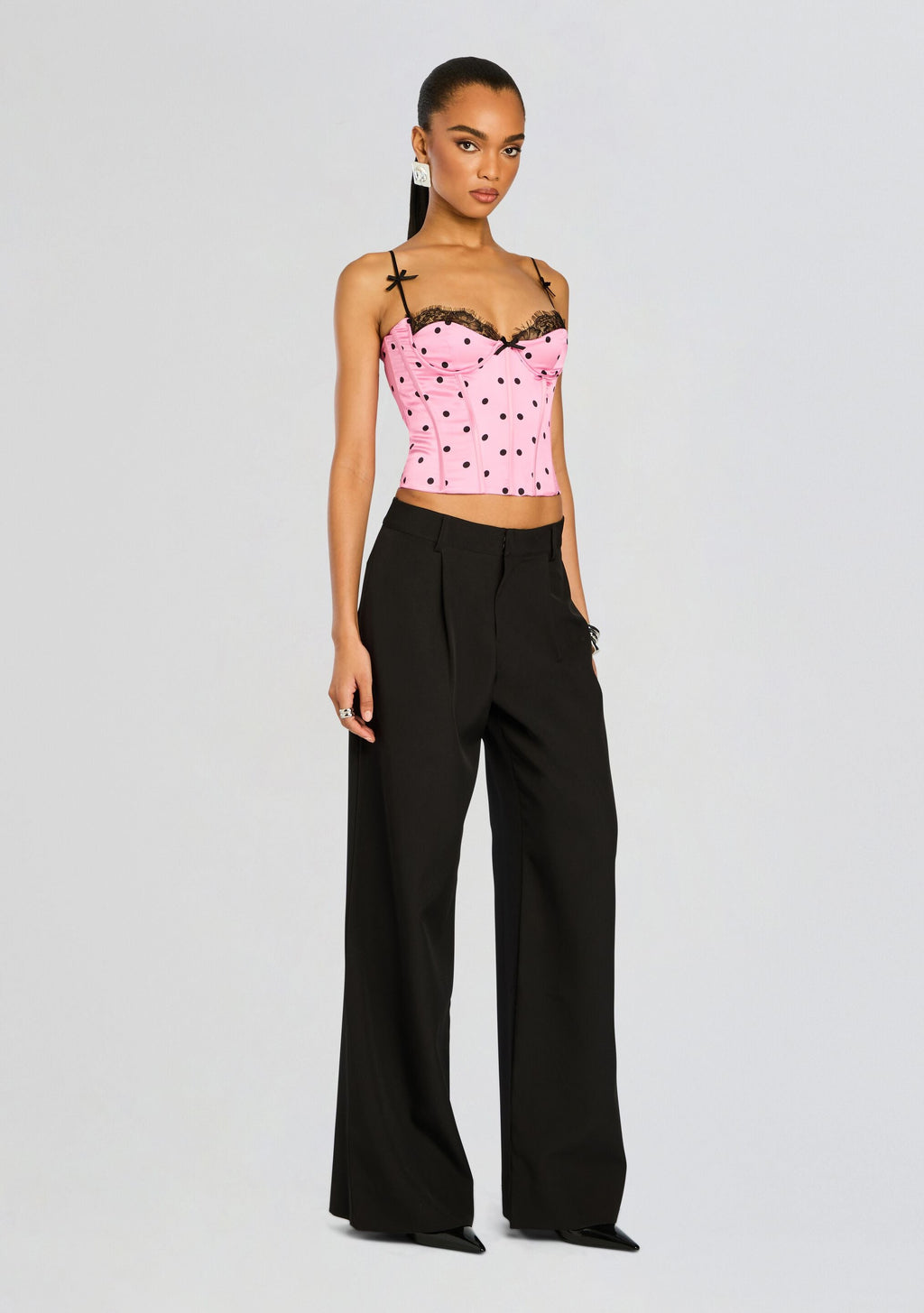 Marianne Corset Top by retrofête in Pink Polka Dots, product image 4