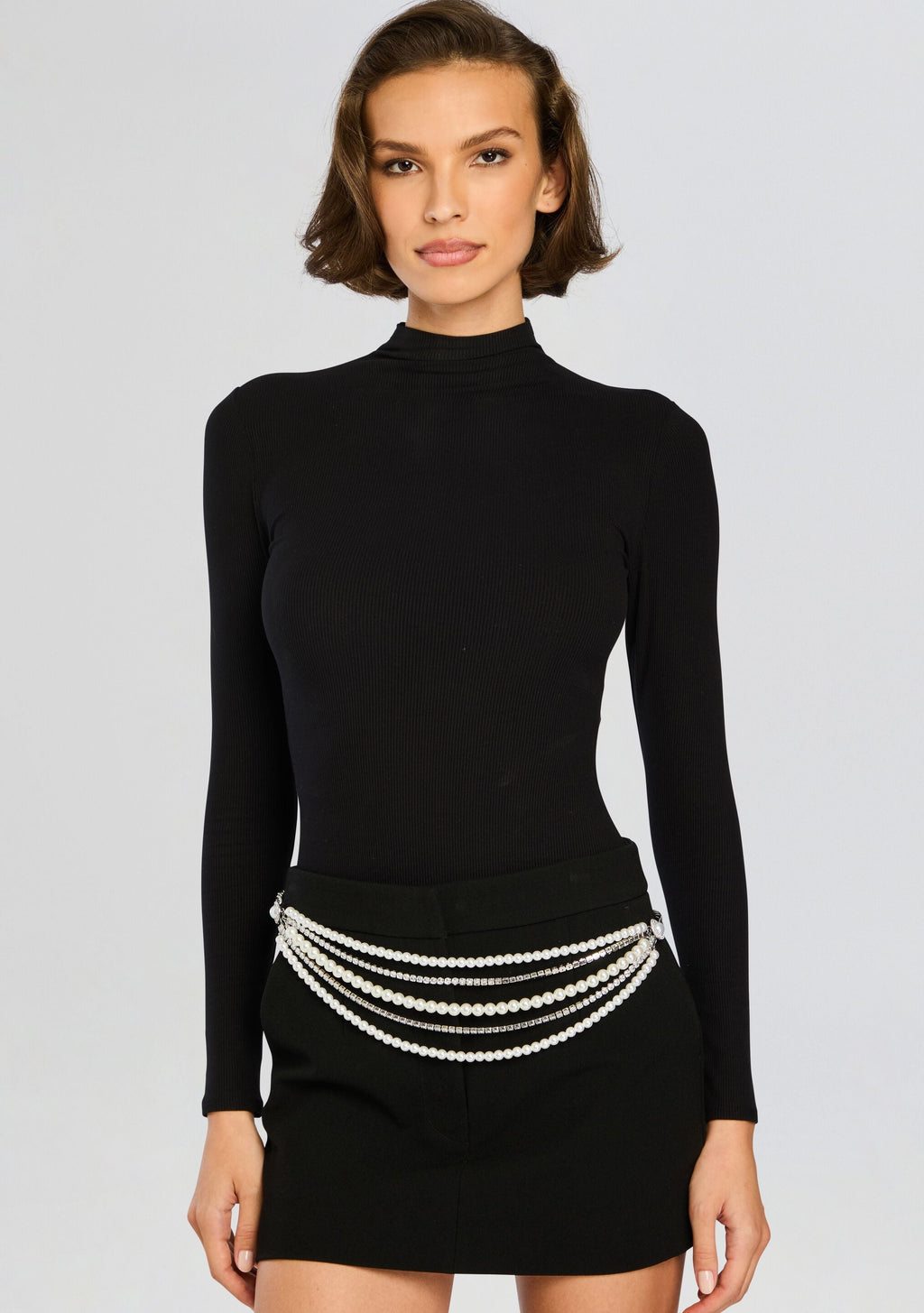Chloe Pearl Chain Belt by retrofête in Silver, product image 2