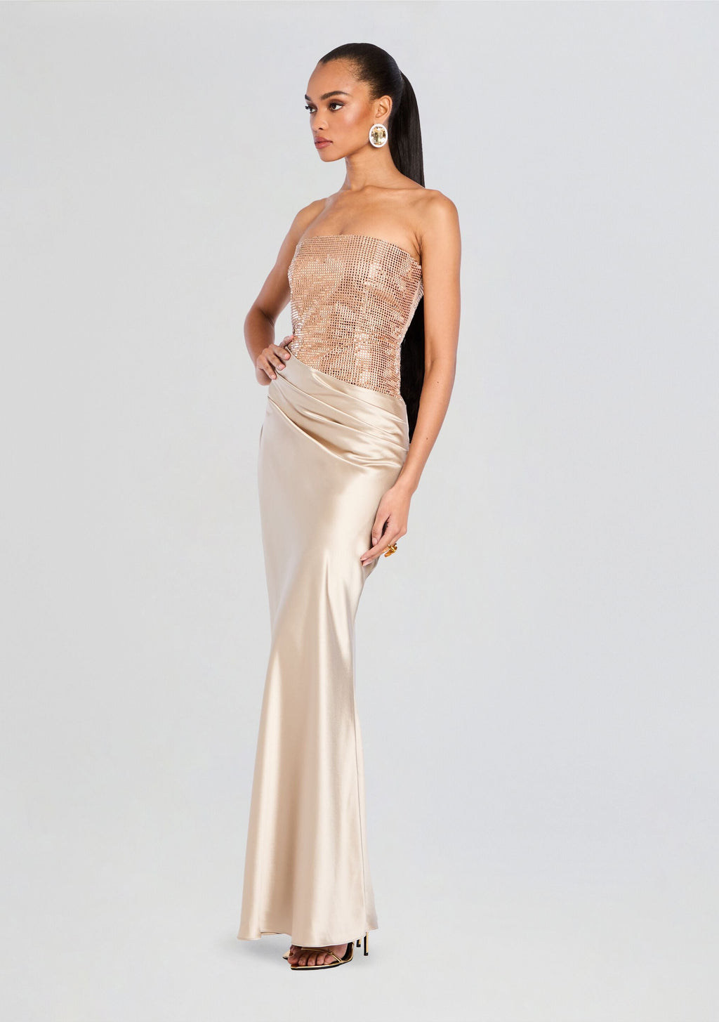 Alexandra Embellished Dress by retrofête in Latte, product image 3