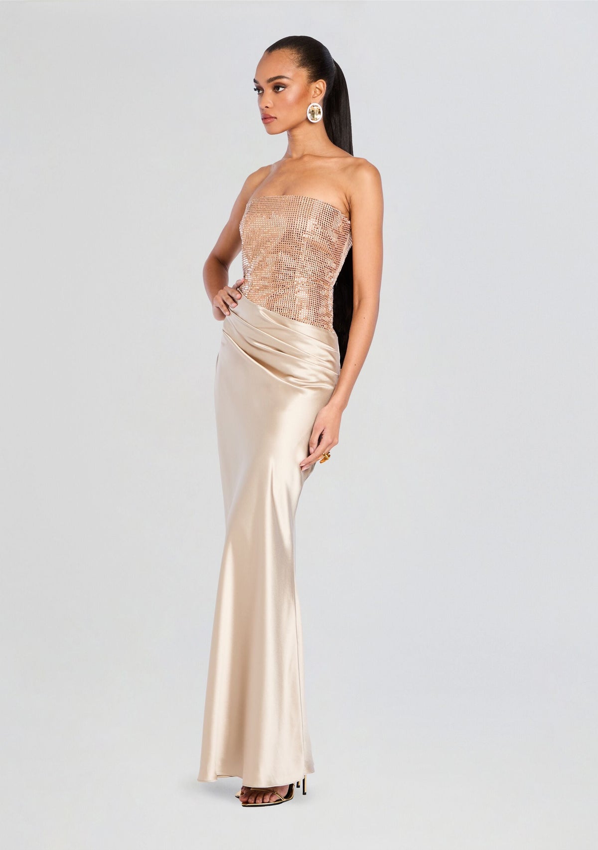 Alexandra Embellished Dress by retrofête in Latte, product image 3