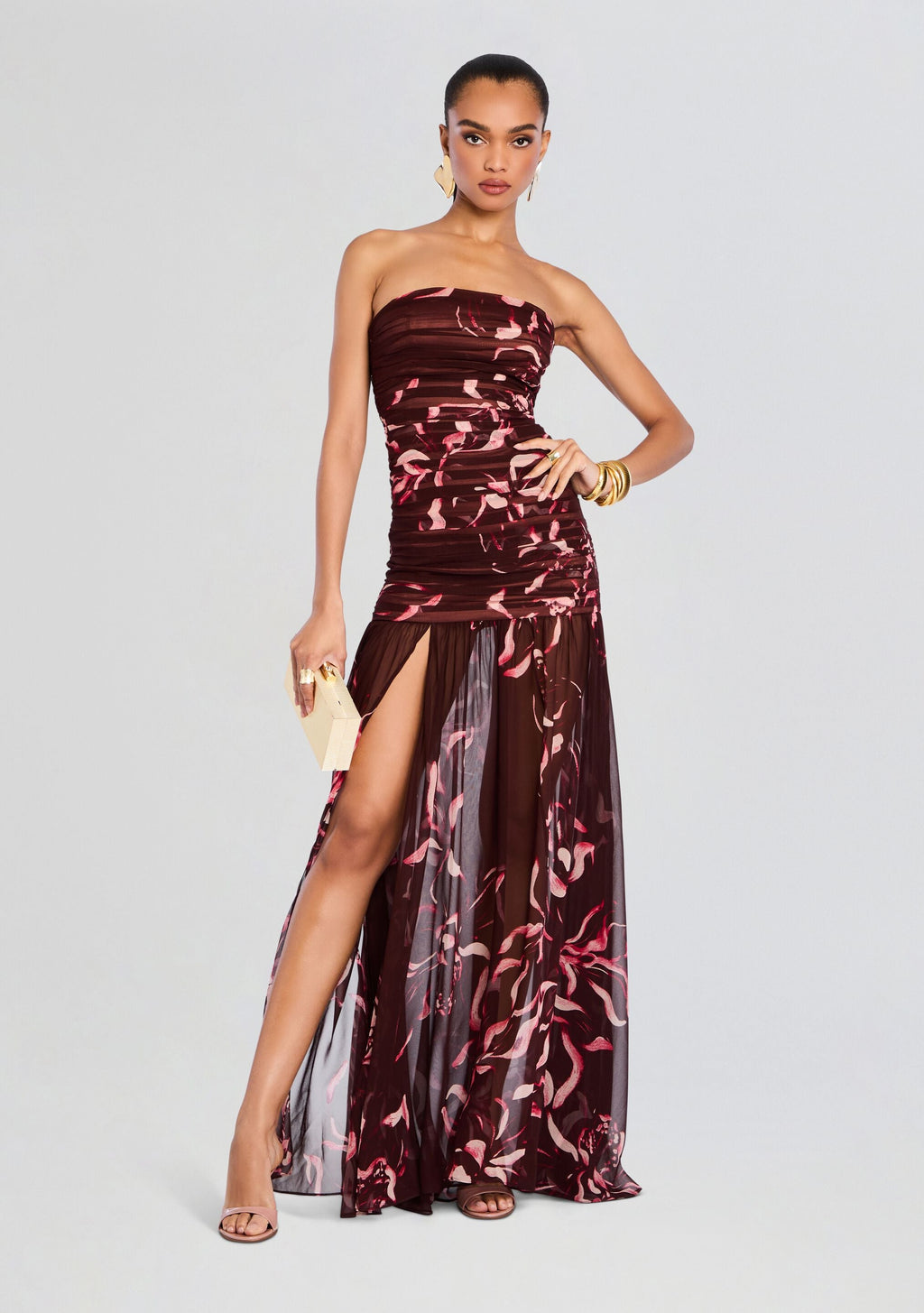 Annalise Dress by retrofête in Latte AbstractOrchid, product image 1