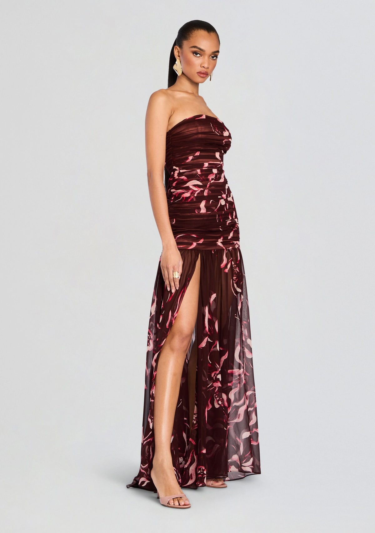 Annalise Dress by retrofête in Latte AbstractOrchid, product image 3