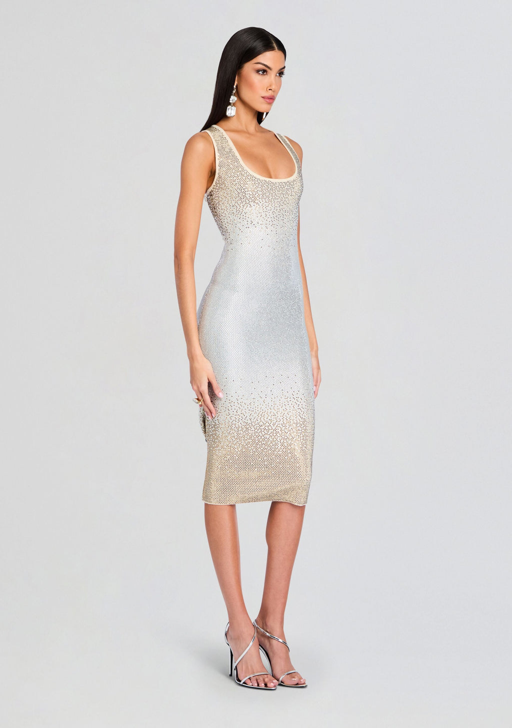 Essie Embellished Knit Dress by retrofête in Winter White/Silver, product image 3