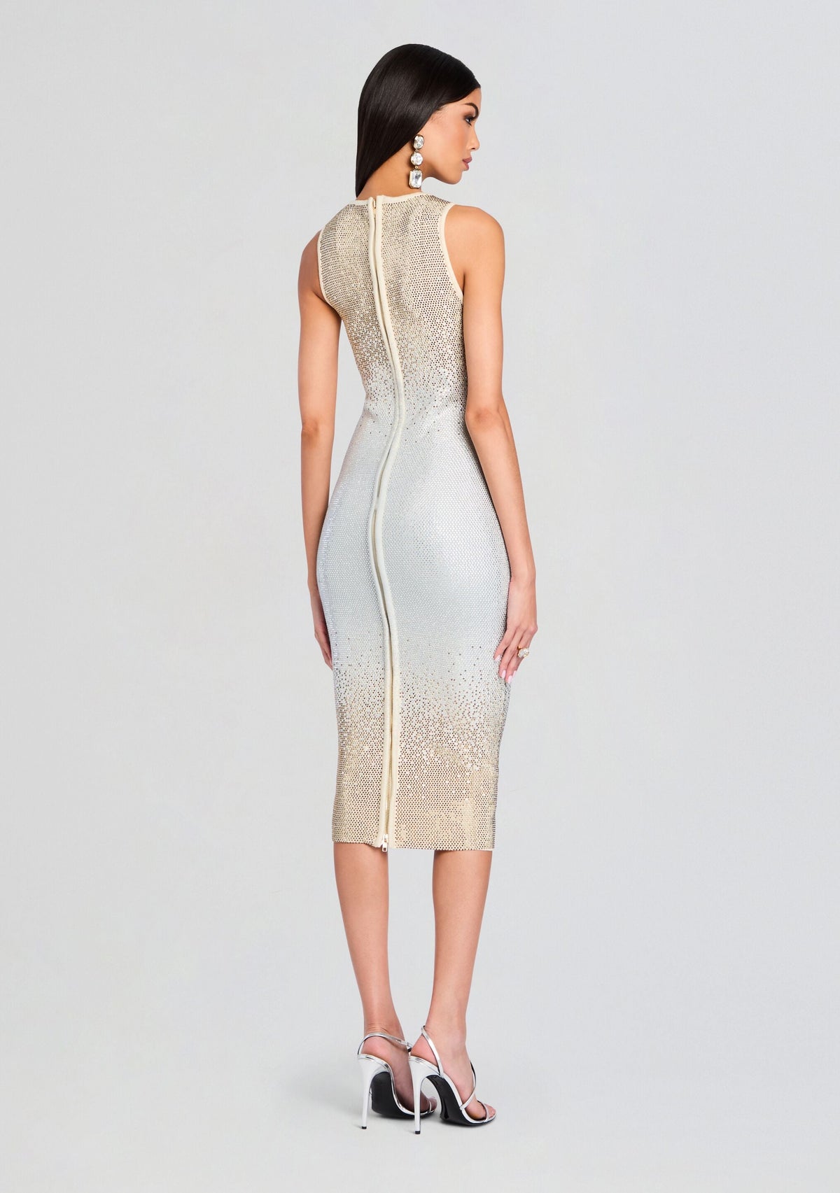Essie Embellished Knit Dress by retrofête in Winter White/Silver, product image 4