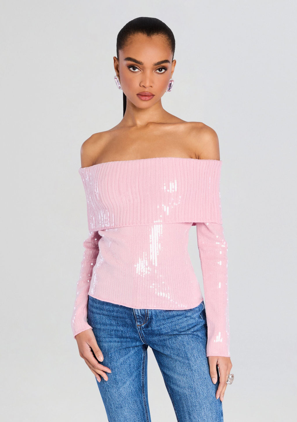 Jourdana Sequin Knit Top by retrofête in Earl Rose, product image 1