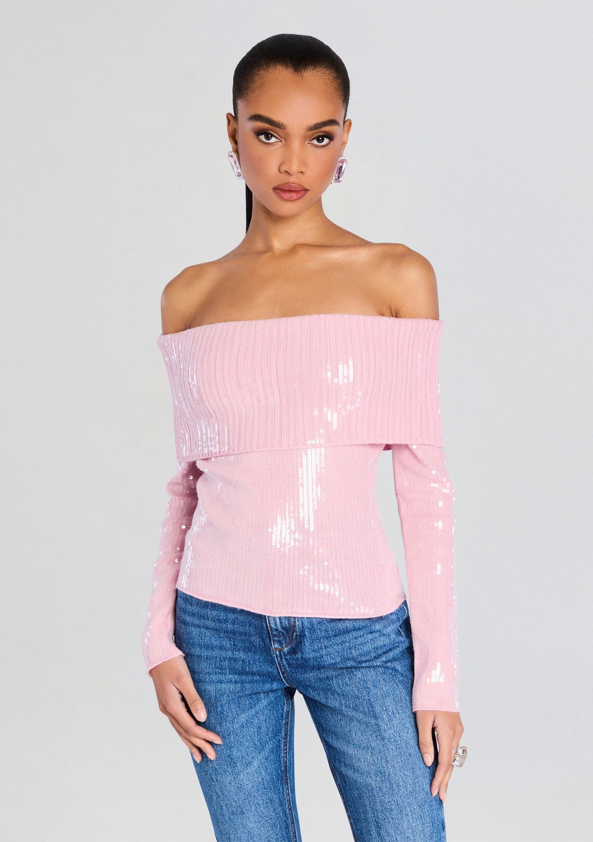 Jourdana Sequin Knit Top by retrofête in Earl Rose, product image 1