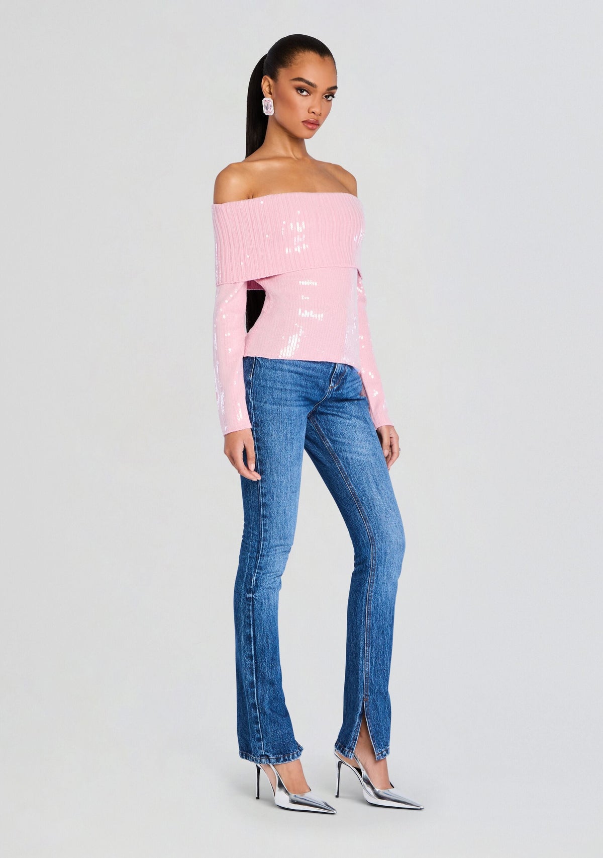 Jourdana Sequin Knit Top by retrofête in Earl Rose, product image 4