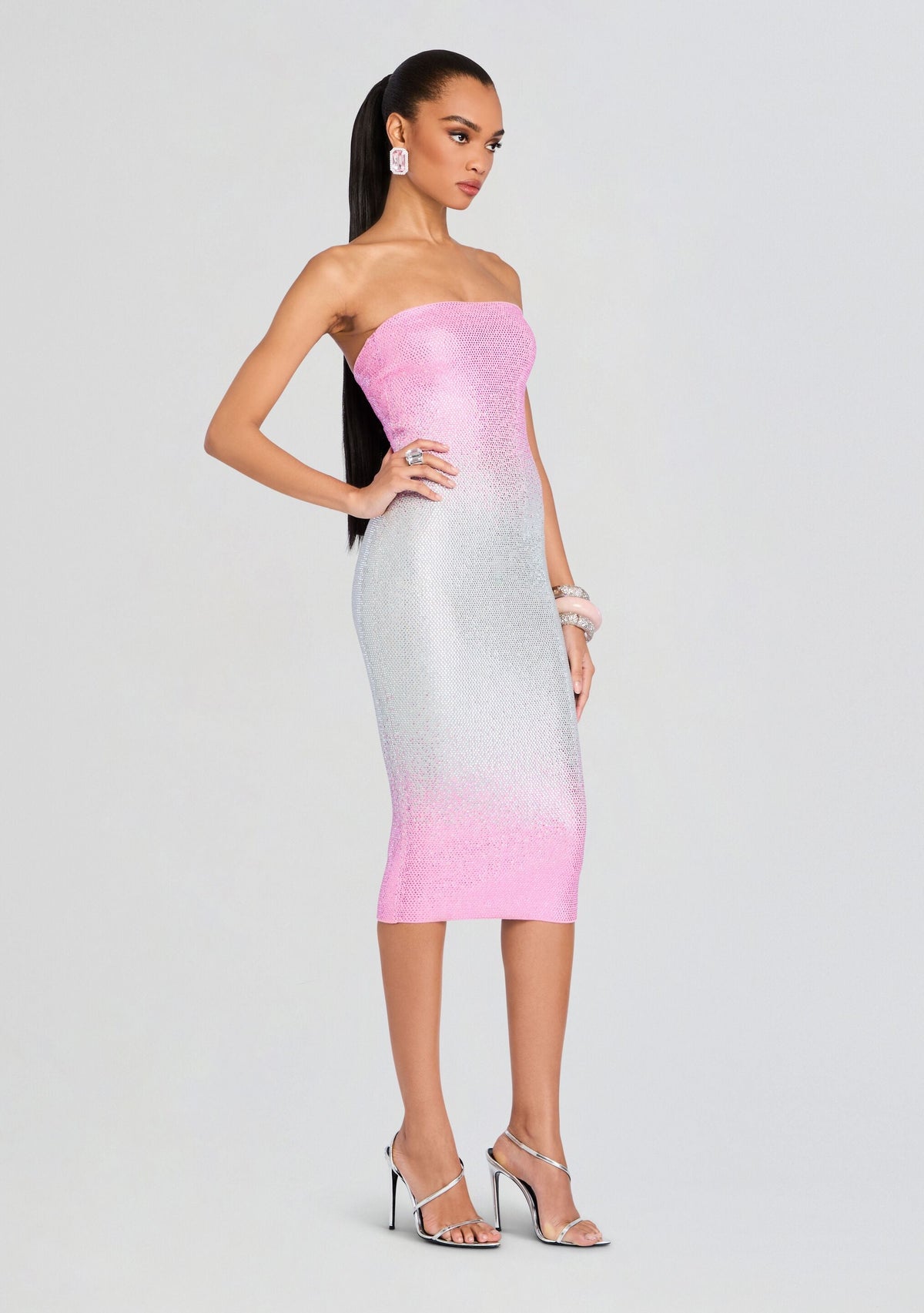 Laina Embellished Knit Dress by retrofête in Pink Silver Ombre, product image 3