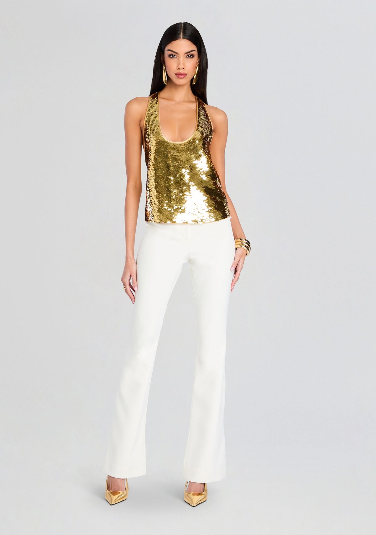 Mandy Sequin Top by retrofête in Gold, product image 2
