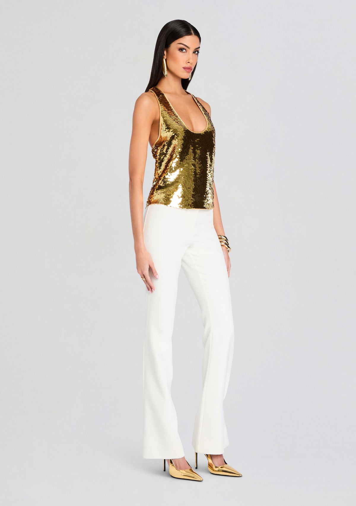 Mandy Sequin Top by retrofête in Gold, product image 4