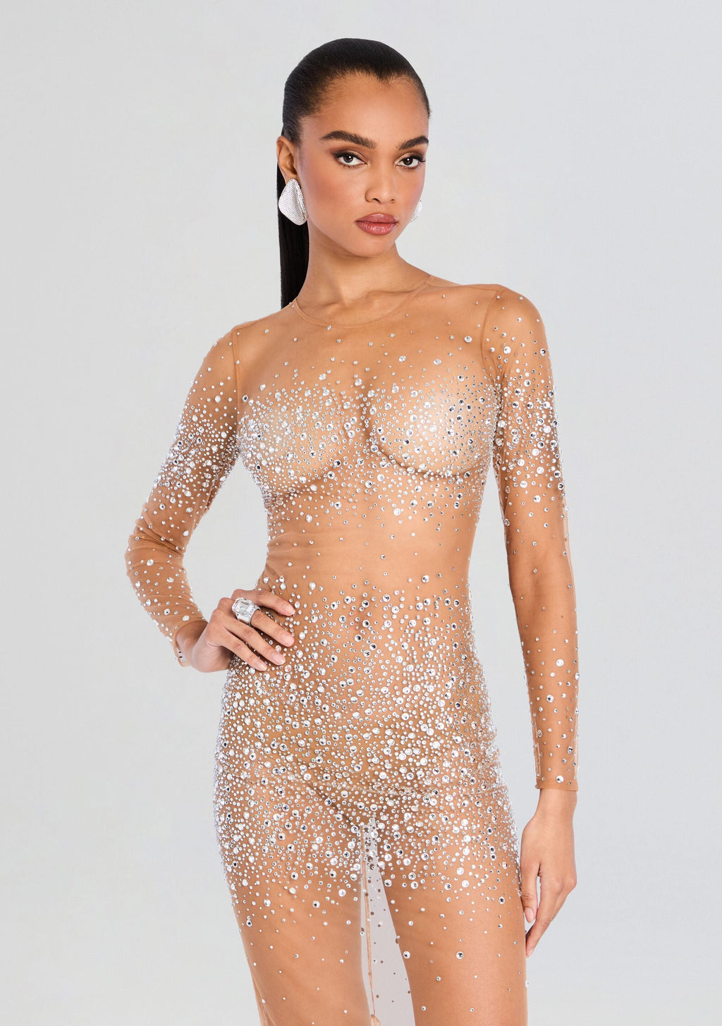 Miranda Embellished Dress by retrofête in Silver, product image 4