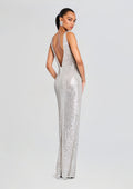 Asha Sequin Dress by retrofête in White/Silver, product image 1