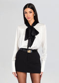 Camari Satin Shirt by retrofête in Black/White, product image 1