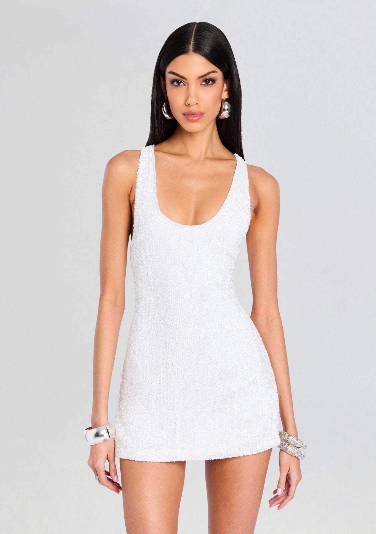 Cydney Sequin Dress by retrofête in Moonglow White, product image 2