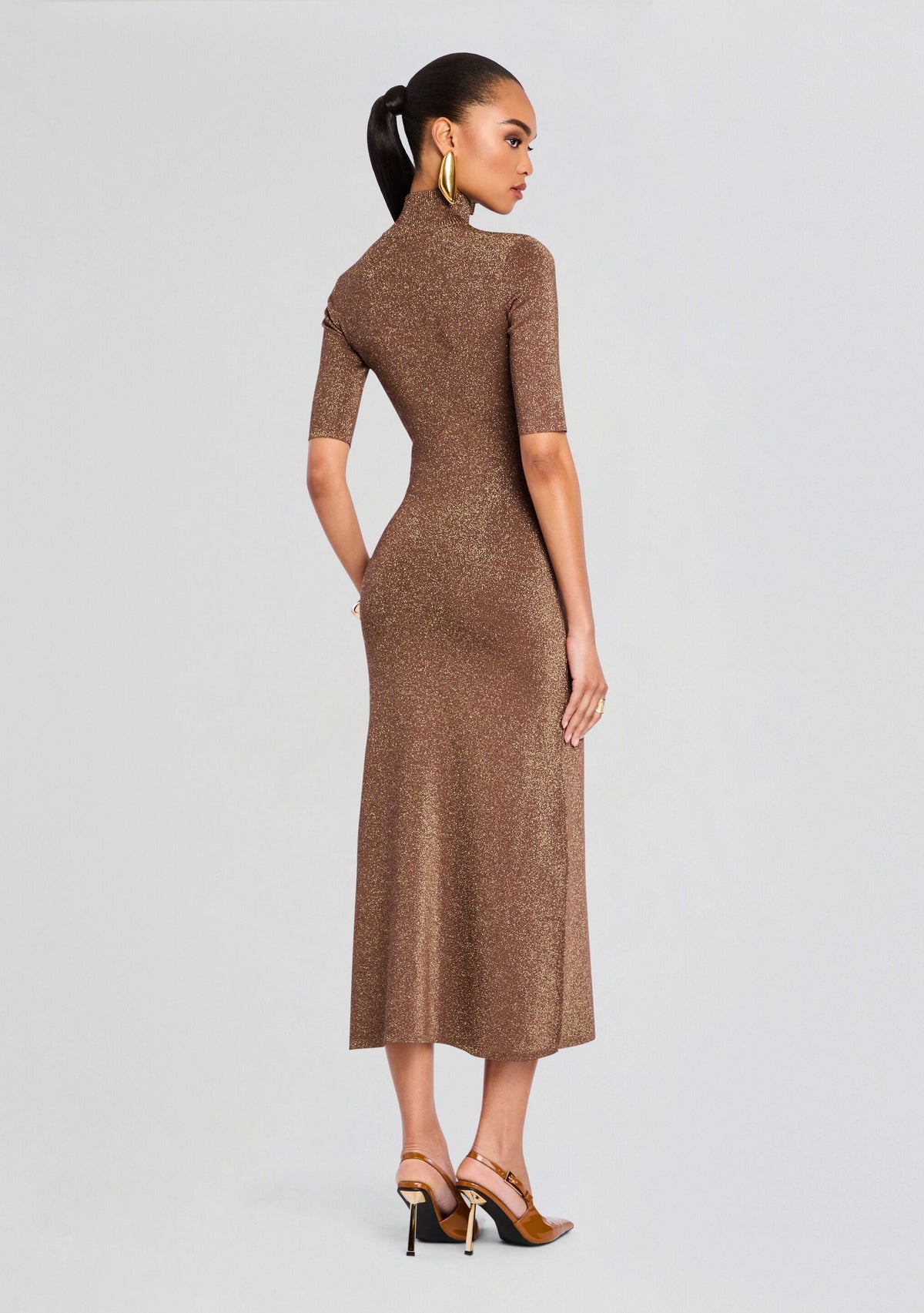 Maribel Metallic Knit Dress by retrofête in Metallic Pecan, product image 4