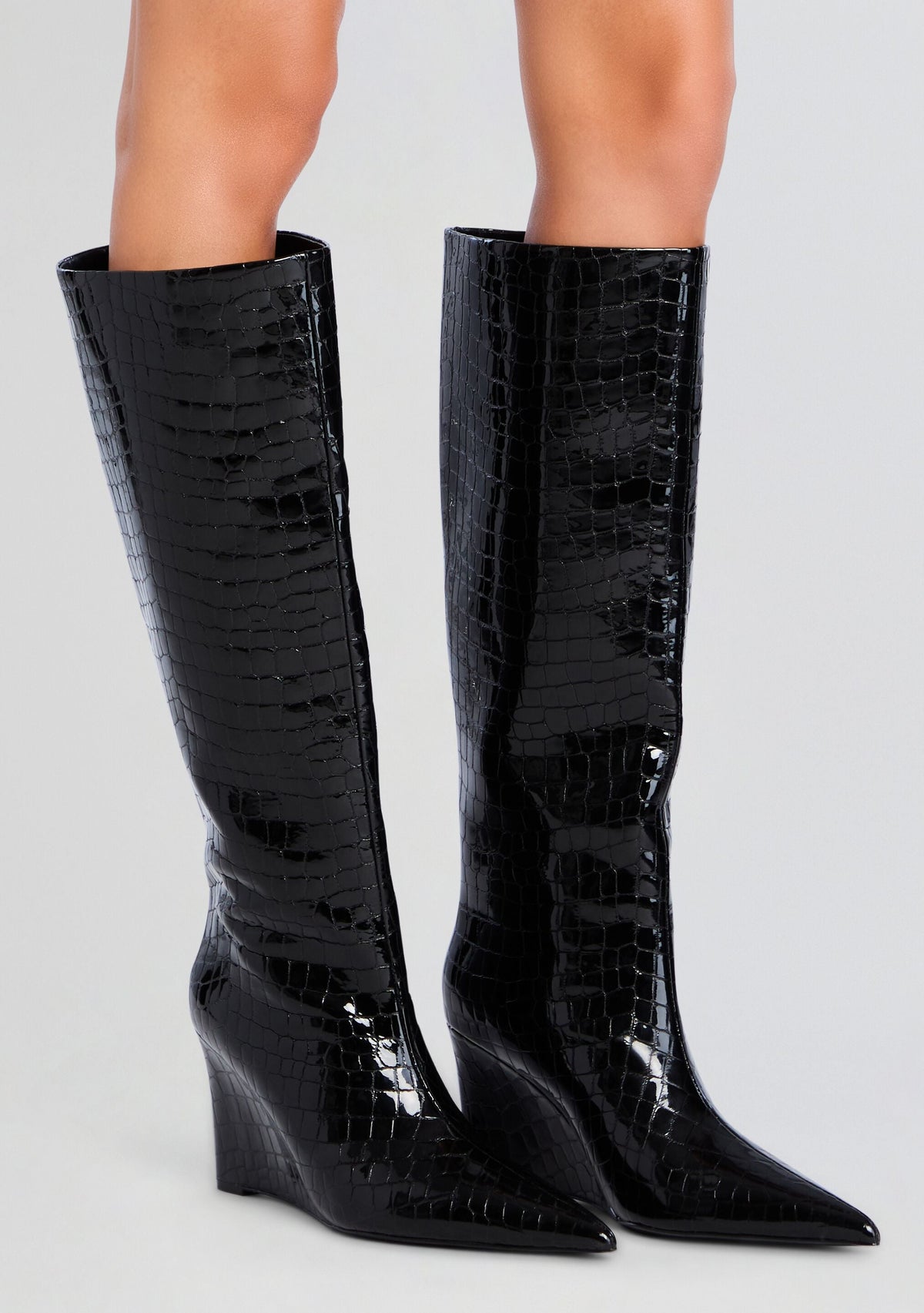 Natassa Wedge Boot by retrofête in Black Croco, product image 2