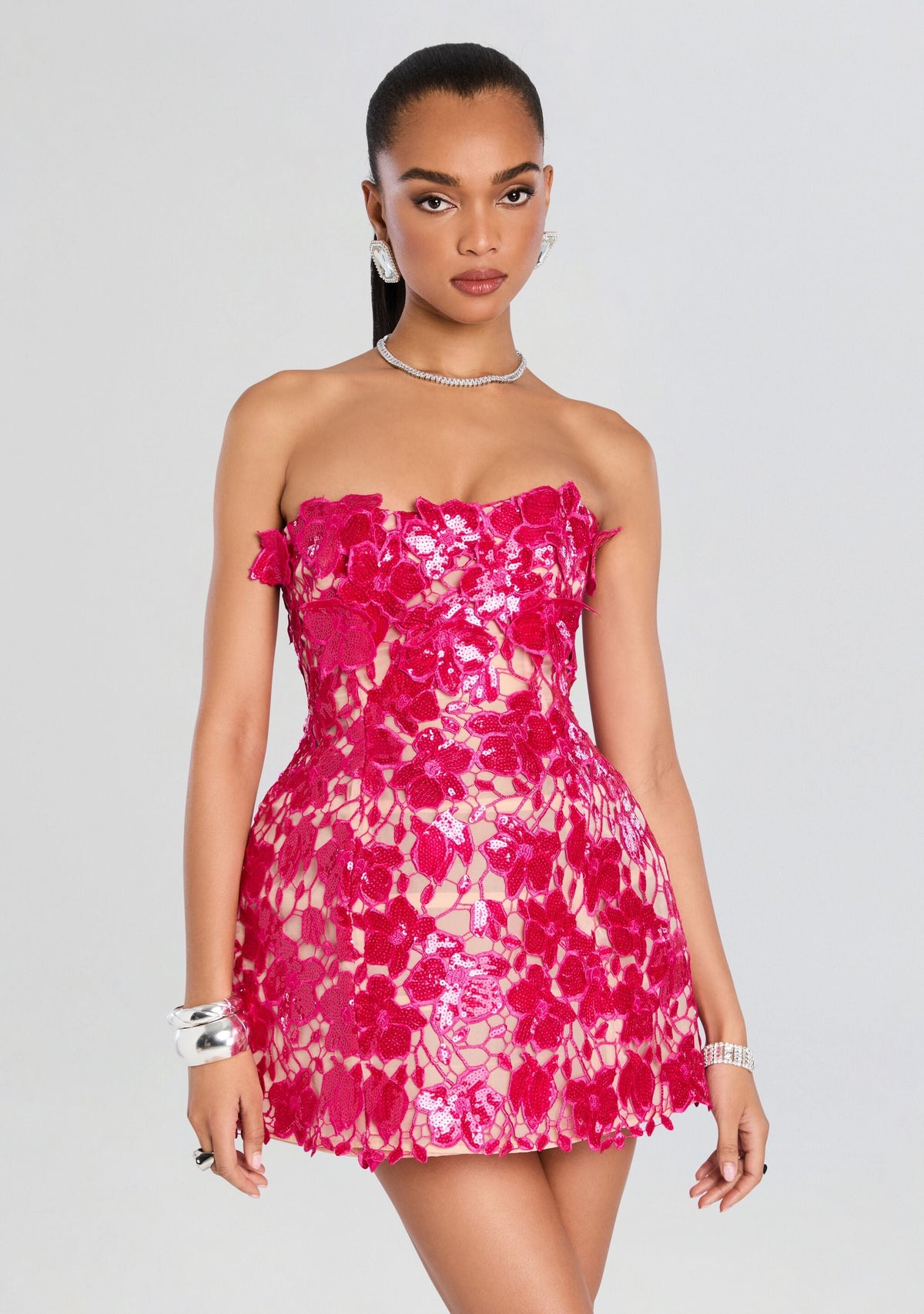 Alira Lace Dress by retrofête in Cerise, product image 5